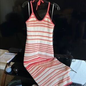 Freshman Red and White Striped Maxi Dress